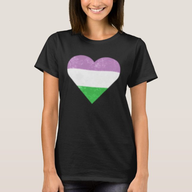 Genderqueer Heart Minimalism T-Shirt (Vorderseite)