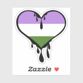 Genderqueer Pride Dripping Herz Aufkleber