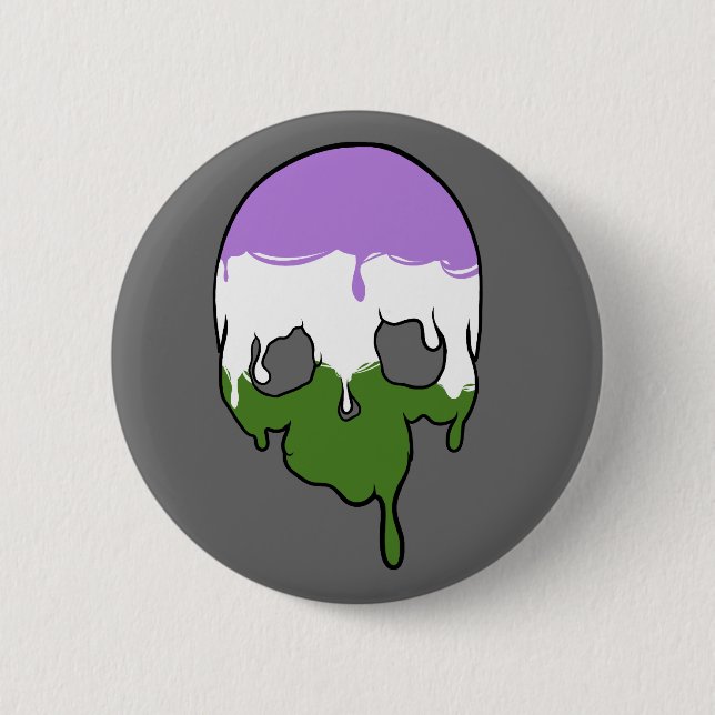 Genderqueer Pride Driving Skull Button (Vorderseite)