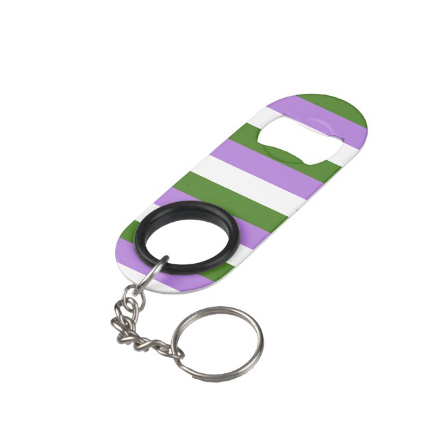 Genderqueer Pride Flag Schlüsselbund Flaschenöffner (Rückseite Schrägansicht)
