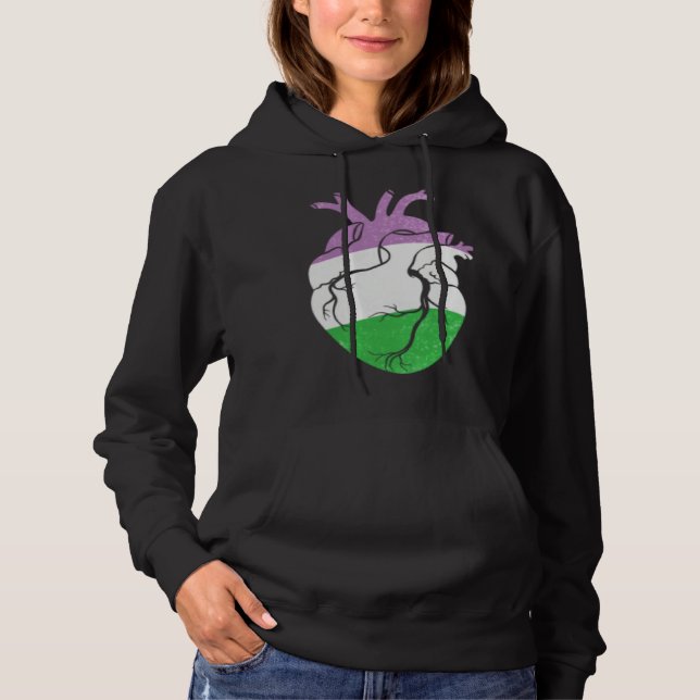 Genderqueer Pride Heart Flag Hoodie (Vorderseite)