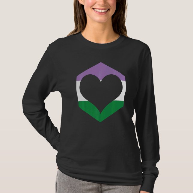 Genderqueer Pride Heart Flag T-Shirt (Vorderseite)