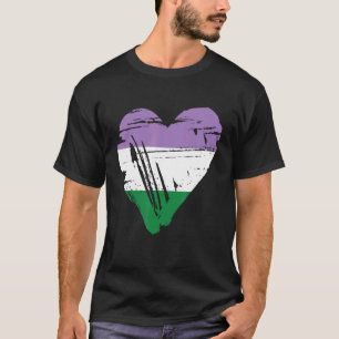 Genderqueer Pride Retro Herzenflagge T-Shirt