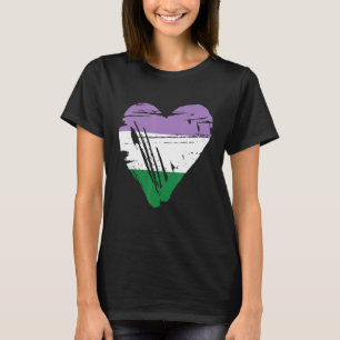 Genderqueer Pride Retro Herzenflagge T-Shirt