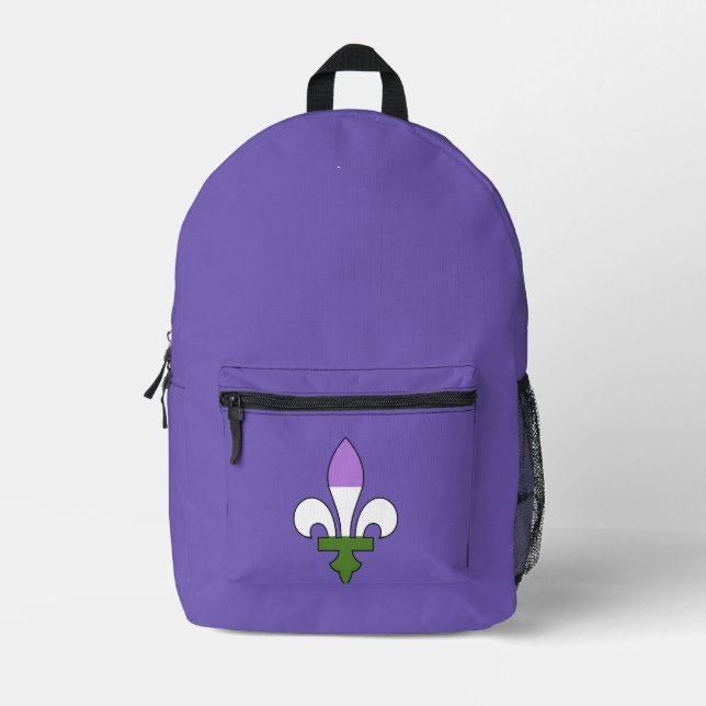 Genderqueer Stolz Fleur-de-lis  Bedruckter Rucksack (Vorderseite)