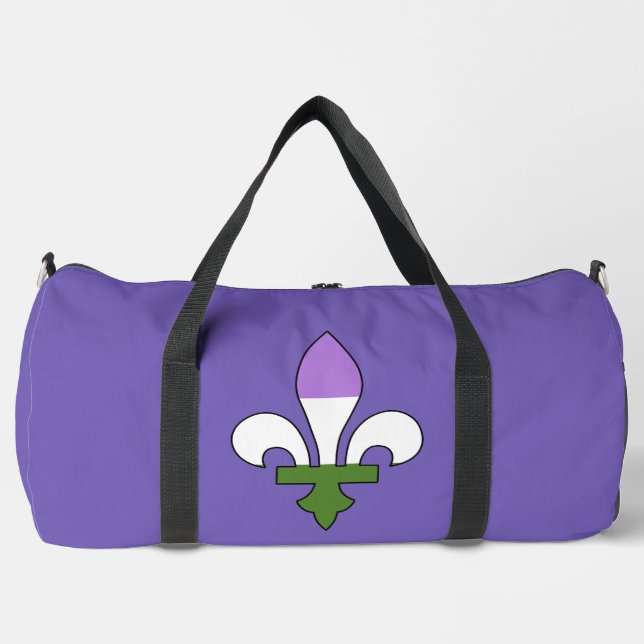 Genderqueer-Stolz Fleur-de-Lis Duffle Bag (Vorderseite)