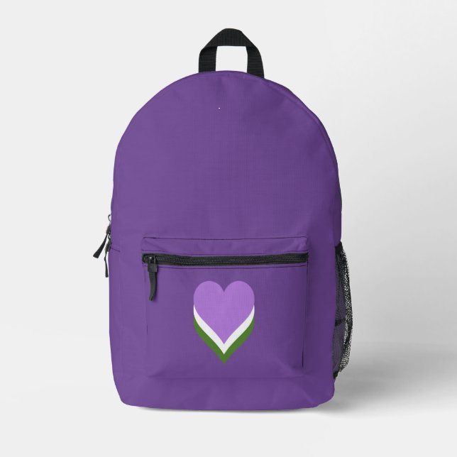 Genderqueer Stolz Herzen Bedruckter Rucksack (Vorderseite)