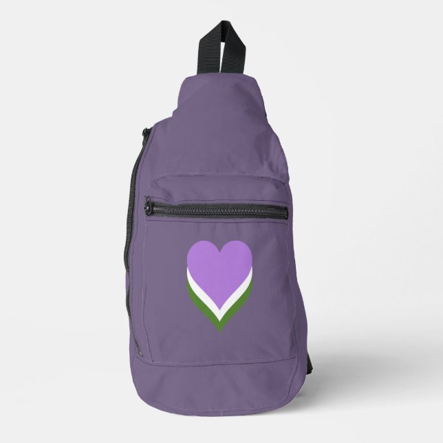 Genderqueer-Stolzherzen Crossbody Bag (Vorderseite)