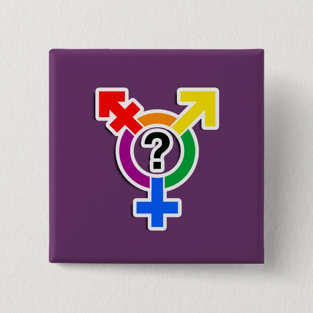 GENDERQUEER SYMBOL-REGENBOGEN 3D BUTTON (Vorderseite)