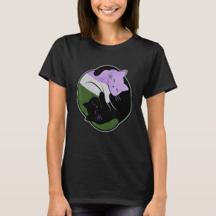 Genderqueer Yin Yang Katze Stolzflagge Lgbt Gay Ni T-Shirt