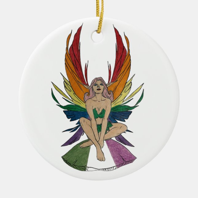 Genderqueere Fee Keramik Ornament (Vorne)