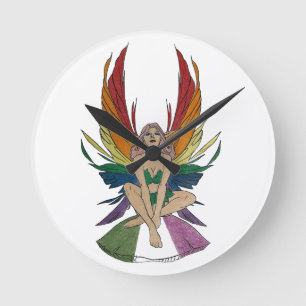 Genderqueere Fee Runde Wanduhr