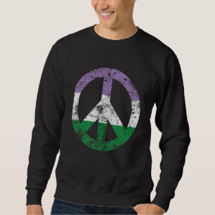 Genderqueere Stolzstück-Schilder-Vintage-Flagge Sweatshirt