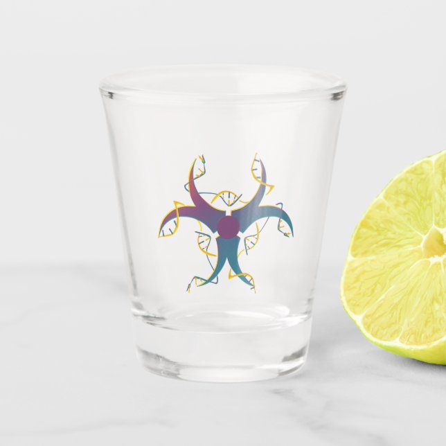 Gene Splicing Bio Hazard Symbol Schnapsglas (Vorderseite)