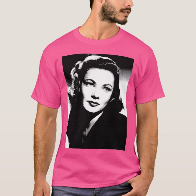 Gene Tierney Linocut in Schwarz-weiß T-Shirt (Vorderseite)