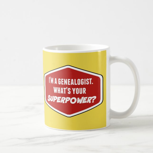 Genealoge Supermacht Custom Yellow Tasse (Rechts)
