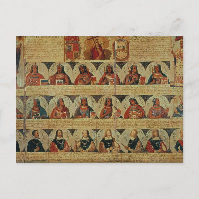 Genealogie der Inka-Herrscher und ihrer Spanisch Postkarte (Vorderseite)