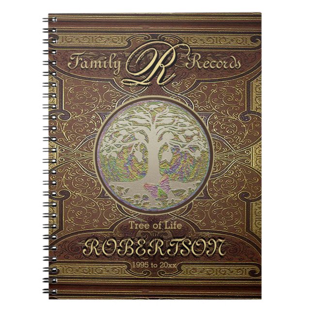 Genealogie-Stammbaum-GoldVintager Blick Notizblock (Vorderseite)