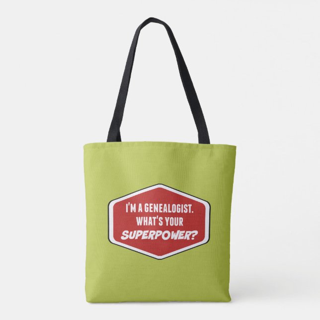Genealogie Superpower Custom Green Tote Bag Tasche (Rückseite)