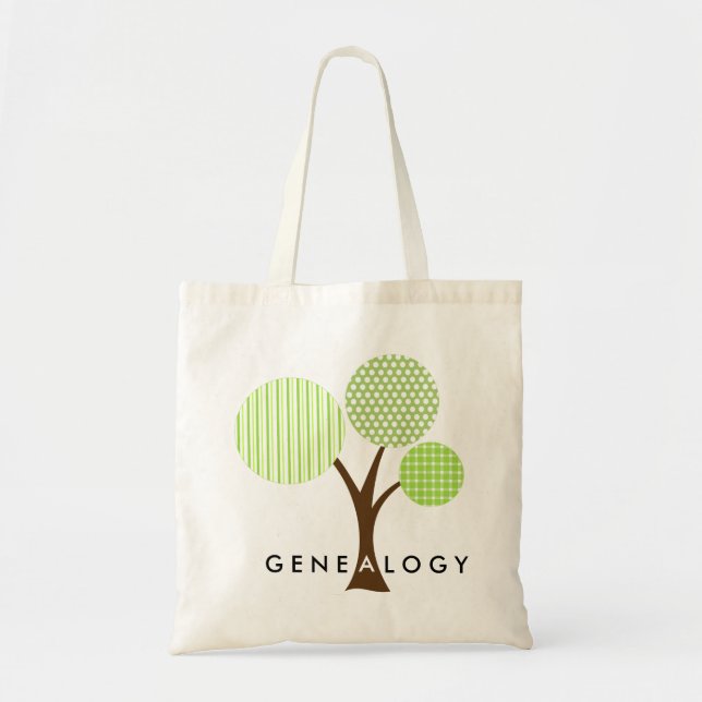 Genealogie Whimsical Gemusterte Familienbaumspende Tragetasche (Vorne)