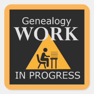 Genealogische Arbeit im Gange Quadratischer Aufkleber