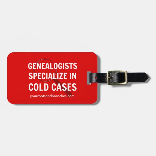 Genealogische Gepäckmarken (rot) Gepäckanhänger (Vorderseite horizontal)