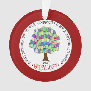 Genealogische Holiday Patchwork Familienbaum Fun G Ornament
