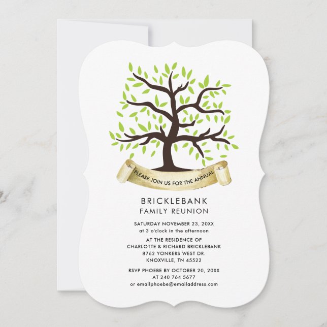 Genealogische Tree Annual Family Wiedersehen Einladung (Vorderseite)
