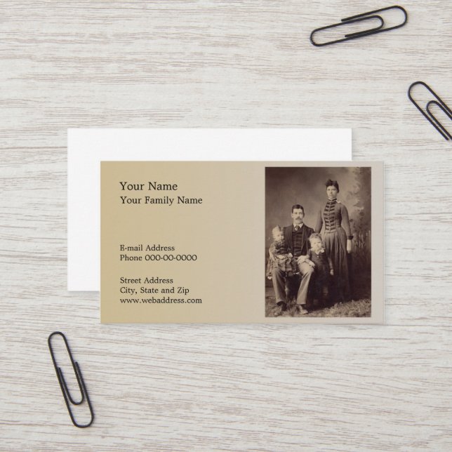 Genealogische Visitenkarte (Vorderseite/Rückseite Beispiel)