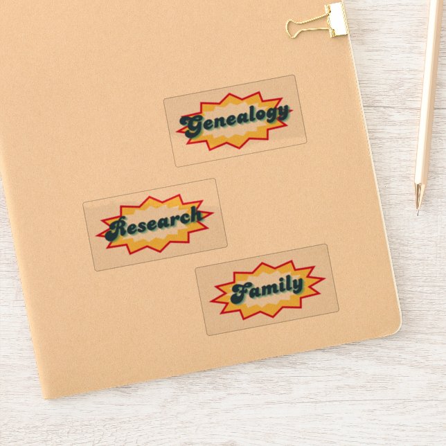 Genealogy, Research, Family, comic book pop design Aufkleber (Notizbuch)