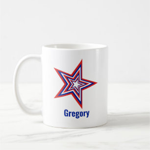 Geneigte Rot-Weiß-Blau-Patriotische USA-Sterne Kaffeetasse