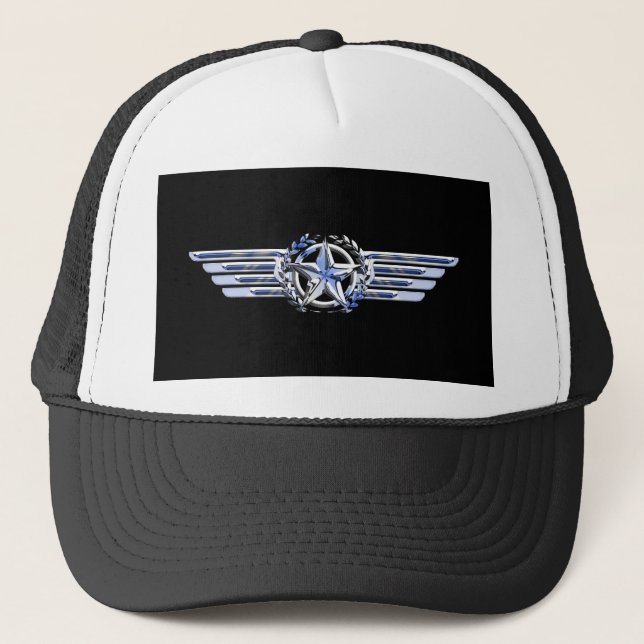 General Air Pilot Chrome like Star Wings Black Truckerkappe (Vorderseite)