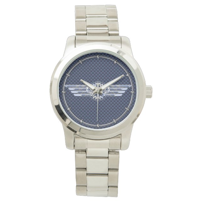 General Air Pilot Chrome like Wings Compass Armbanduhr (Vorderseite)