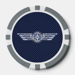 General Air Pilot Chrome like Wings Compass Pokerchips