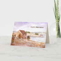 General Birthday Fisherman House Norwegen Watercol
