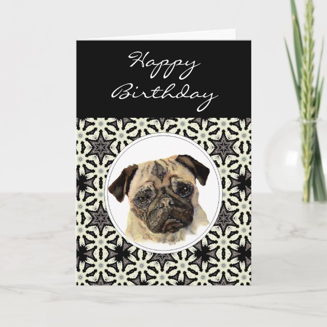 General Birthday Pug, Pet Dog Karte (Vorderseite)