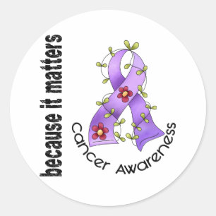 General Cancer Flower Ribbon 3 Runder Aufkleber