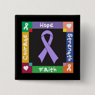 General Cancer Hope Strength Faith Button