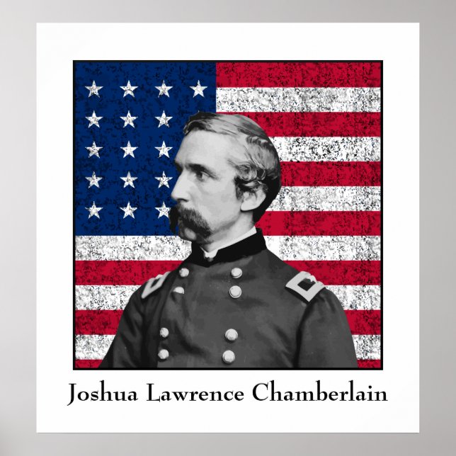General Chamberlain und die amerikanische Flagge Poster (Vorne)