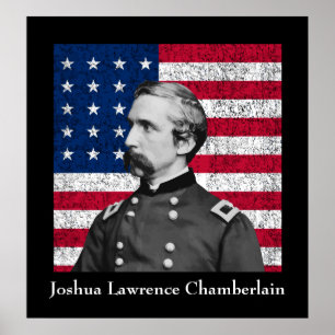 General Chamberlain und die amerikanische Flagge Poster