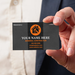 General Contractor Modern Charcoal & Orange Visitenkarte