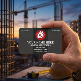 General Contractor Professional Charcoal & Red  Visitenkarte