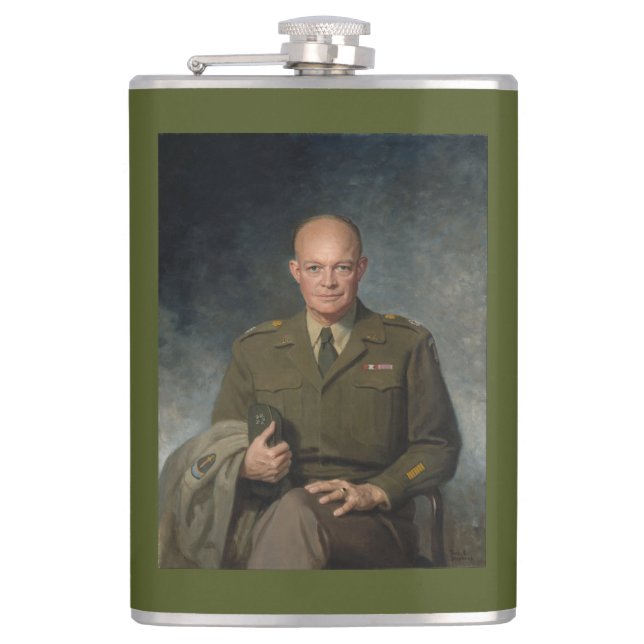 General Dwight Eisenhower 5-Sterne-Portrait Flachmann (Vorderseite)