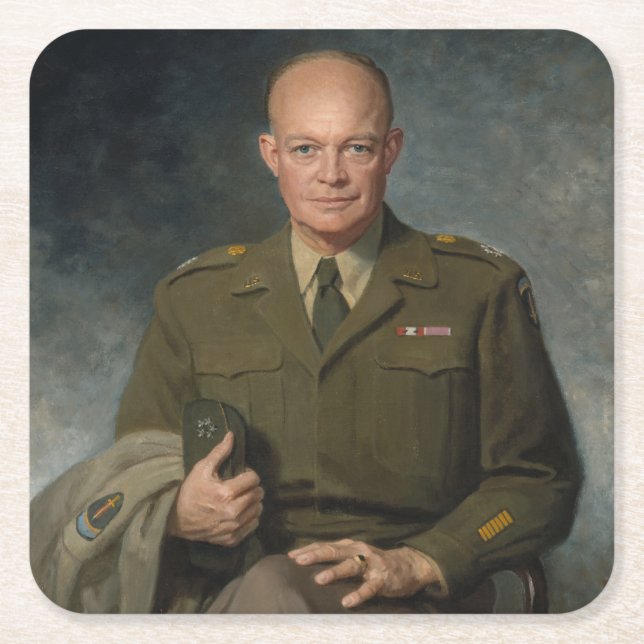General Dwight Eisenhower 5-Sterne-Portrait Rechteckiger Pappuntersetzer (Vorderseite)