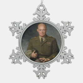 General Dwight Eisenhower 5-Sterne-Portrait Schneeflocken Zinn-Ornament