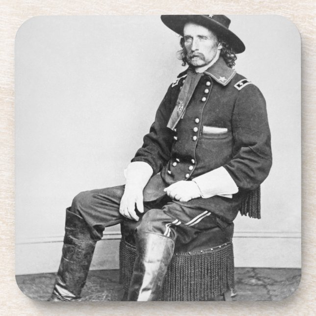 General George A. Custer (b/w Foto) Untersetzer (Vorderseite)