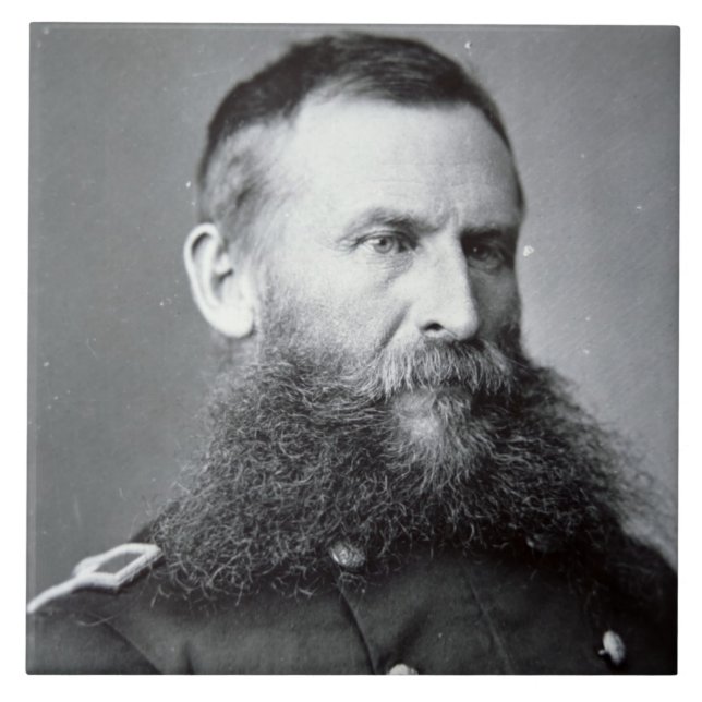 General George Crook (b/w Foto) Fliese (Vorderseite)