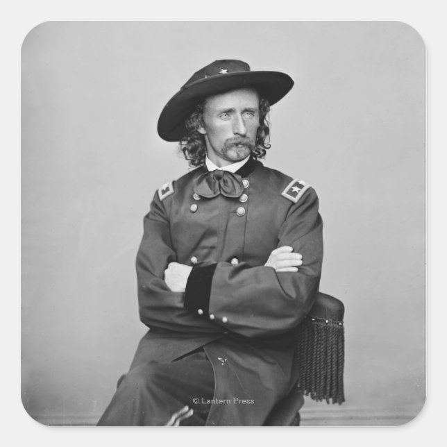 General George Custer 1 Quadratischer Aufkleber (Vorderseite)