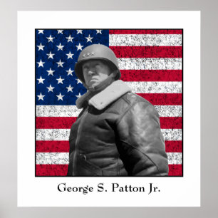 General George S. Patton und die US-Flagge Poster