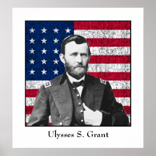 General Grant und die amerikanische Flagge Poster